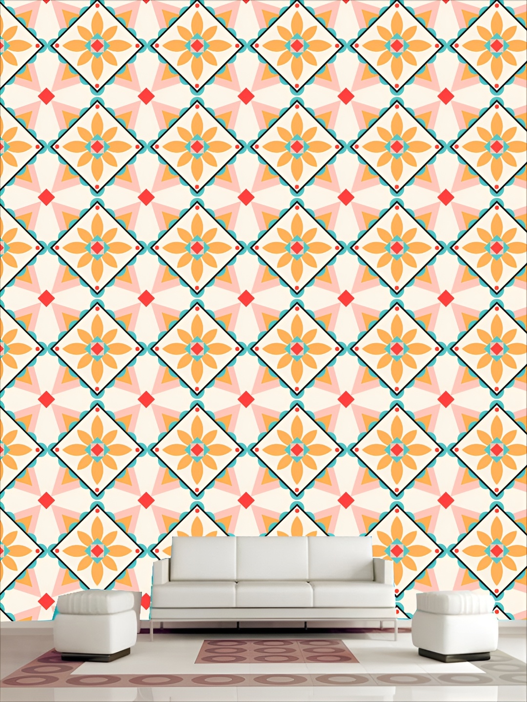 

KSHIRSA White & Yellow 3 Dimensional Printed Self Adhesive Wall Sticker