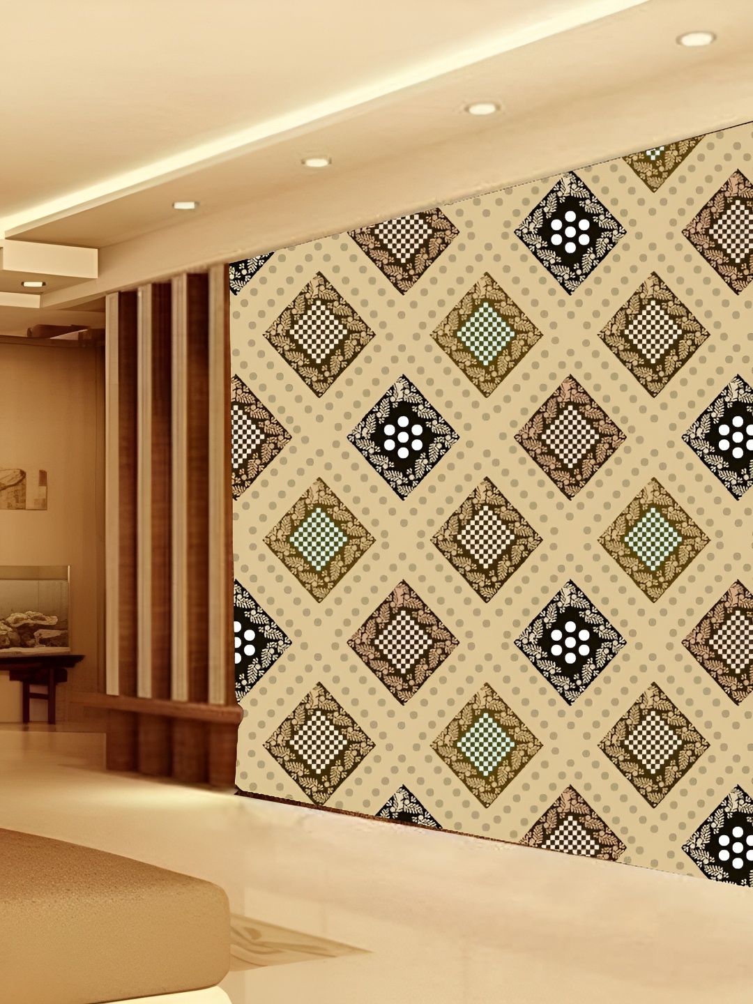 

KSHIRSA Beige & Brown 3D Printed Self Adhesive Wall Sticker
