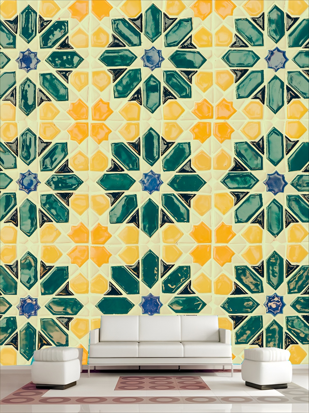 

KSHIRSA Yellow & Green 3D Printed Self-Adhesive Wallpaper