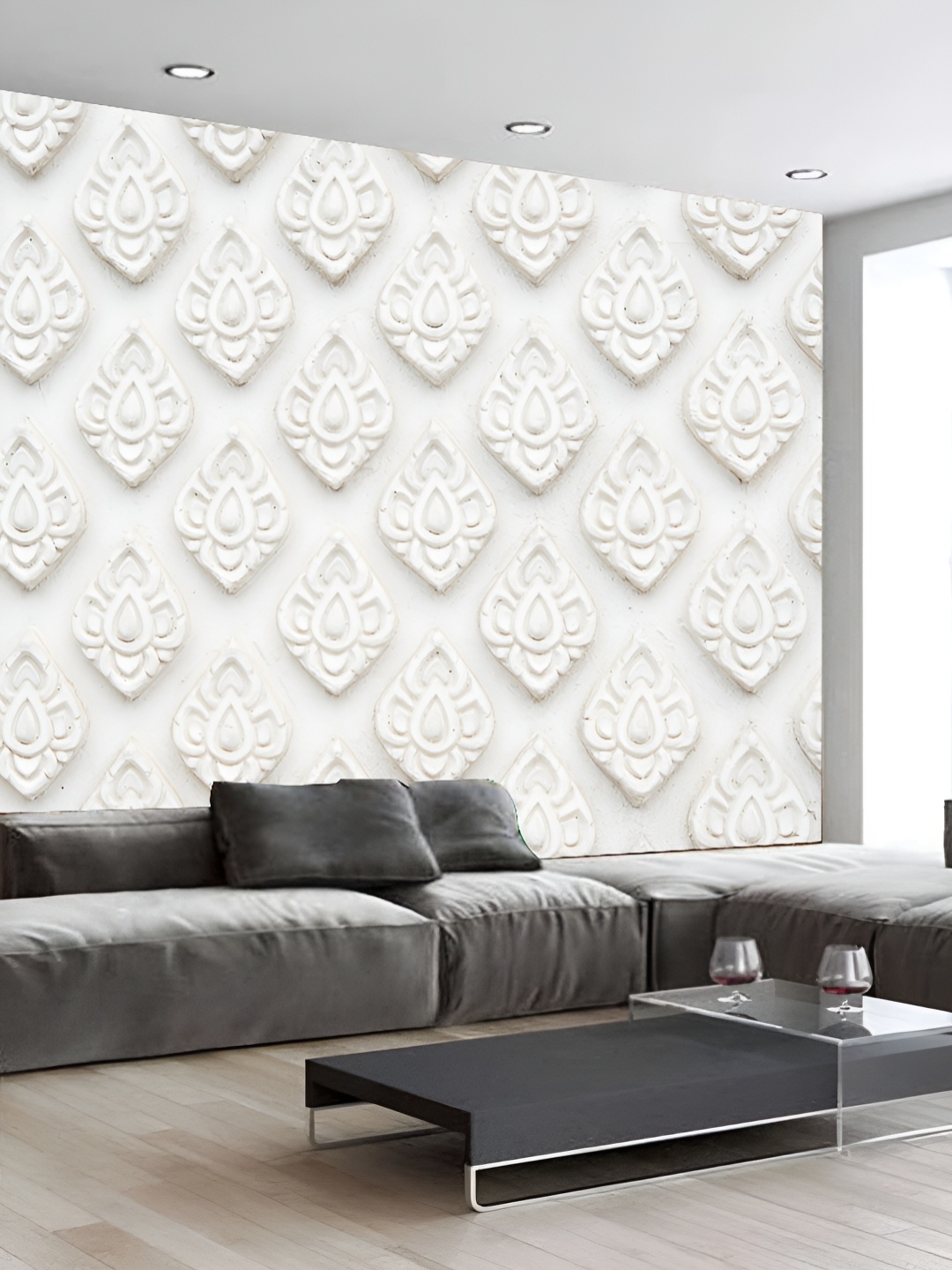 

KSHIRSA Off-White 3D Printed Self-Adhesive Wallpaper