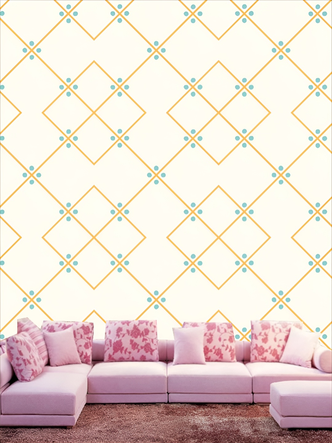 

KSHIRSA Cream Coloured & Yellow 3D Printed Self-Adhesive Wallpaper