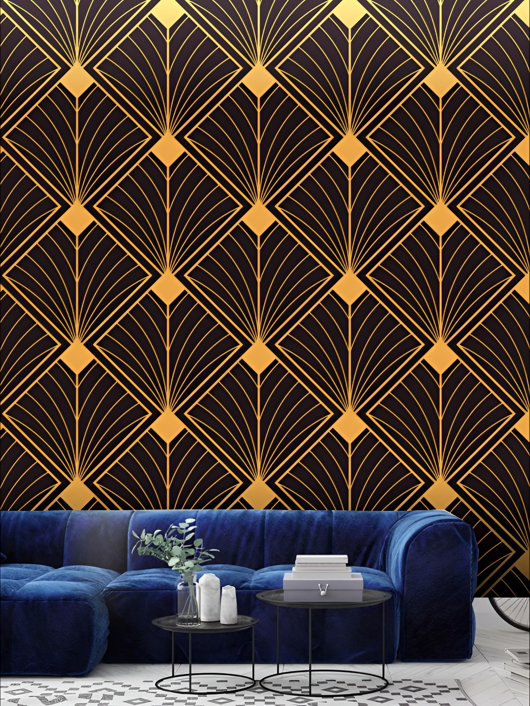 

KSHIRSA Brown & Yellow 3D Printed Self-Adhesive Wallpaper