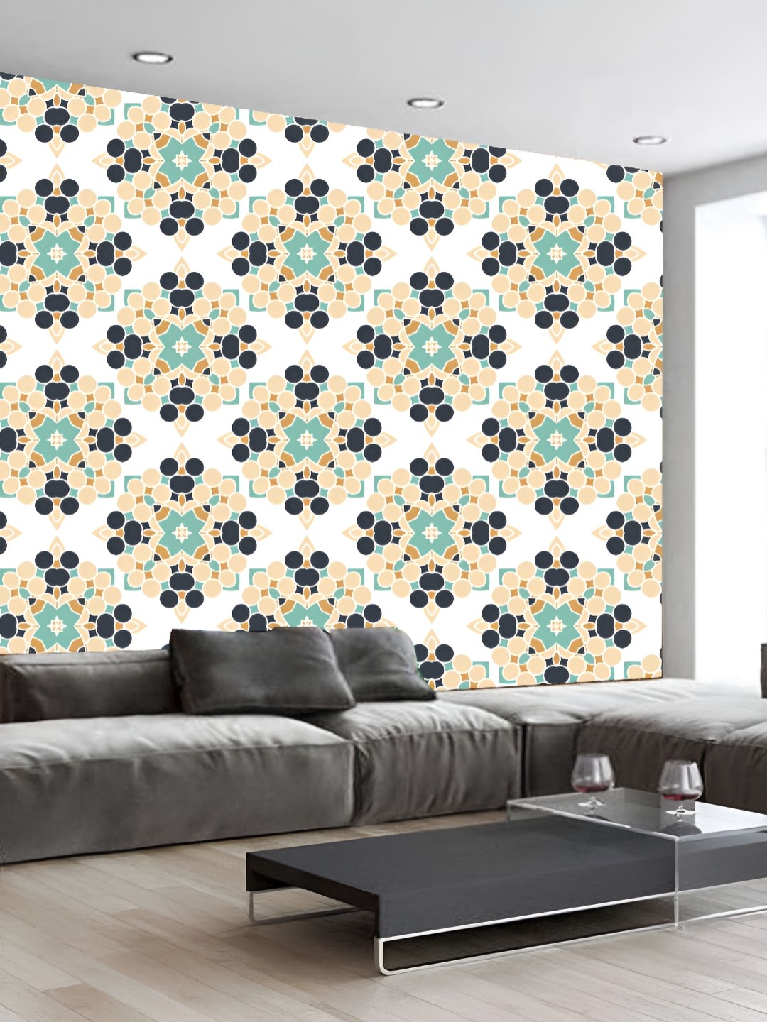 

KSHIRSA Blue & White 3D Printed Self-Adhesive Wallpaper