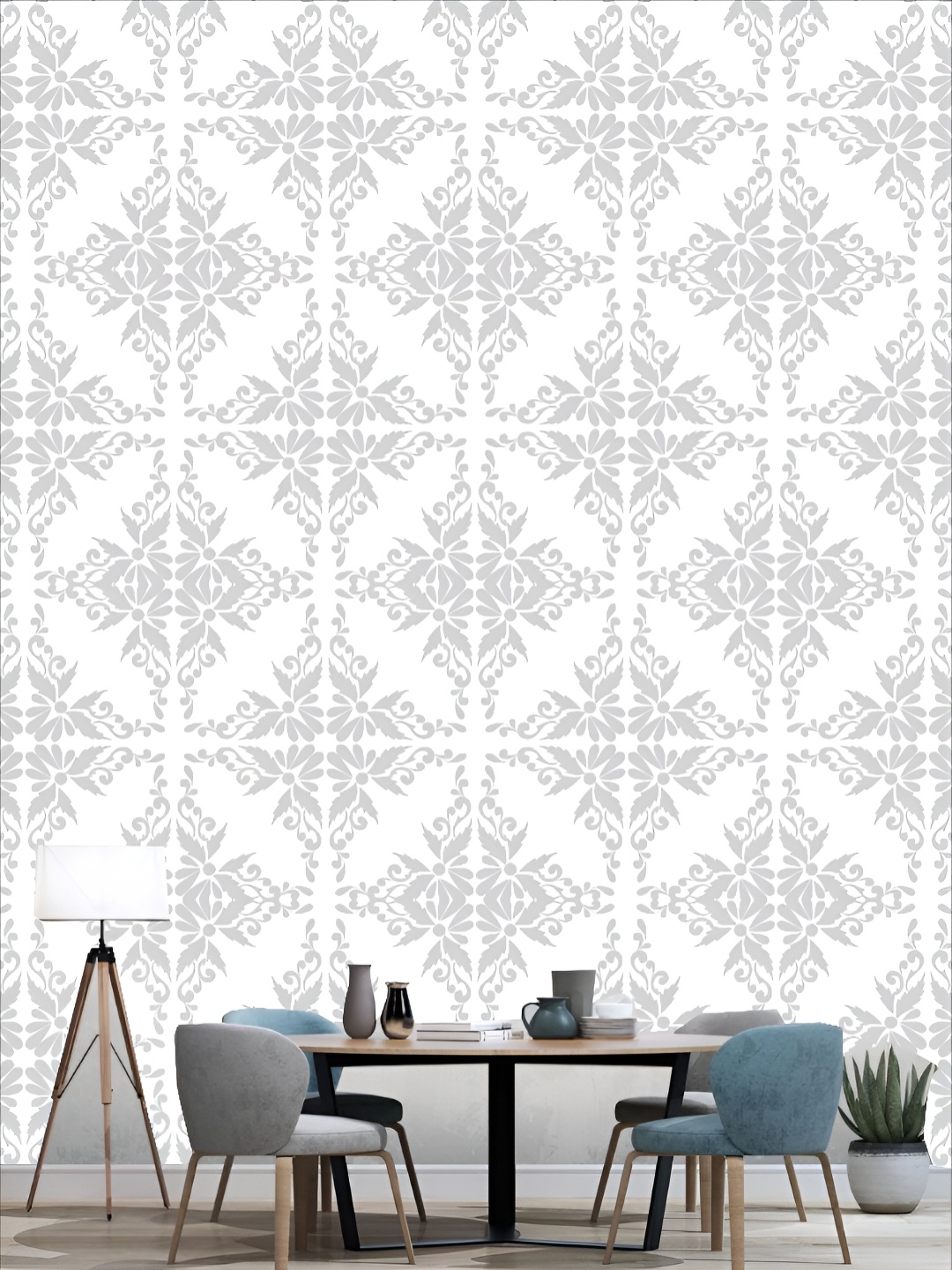 

KSHIRSA White & Grey 3D Printed Self Adhesive Wall Sticker