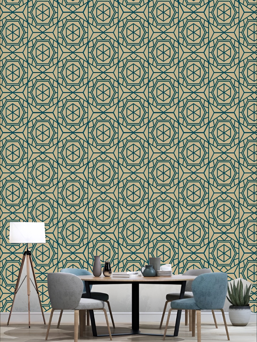 

KSHIRSA Brown & Green 3D Printed Self-Adhesive Wallpaper