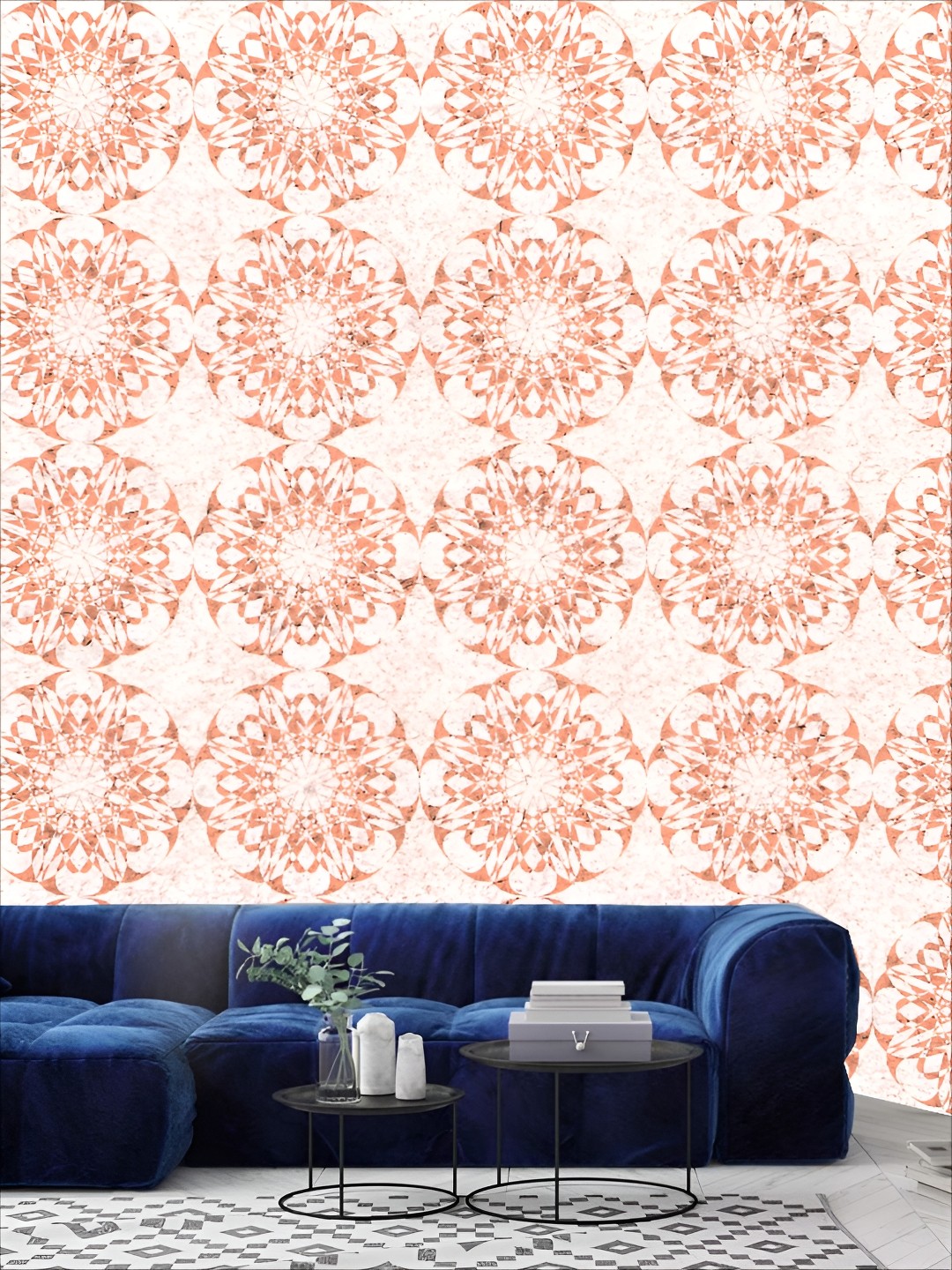 

KSHIRSA Peach Coloured & White 3D Printed Self Adhesive Wall Sticker