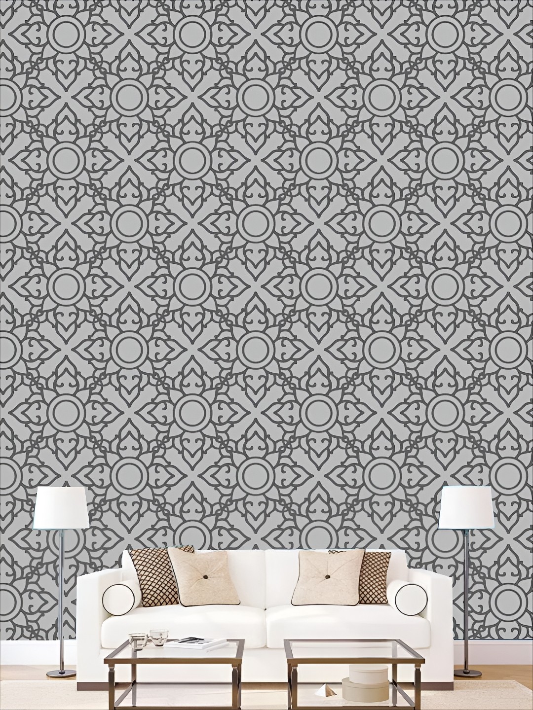 

KSHIRSA Grey & Black 3D Printed Self Adhesive Wall Sticker