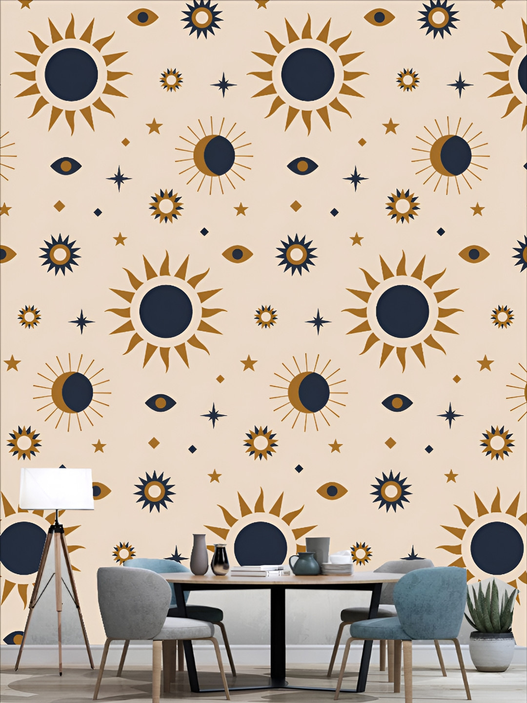 

KSHIRSA Navy Blue & Green 3D Printed Self-Adhesive Wallpaper, Pink