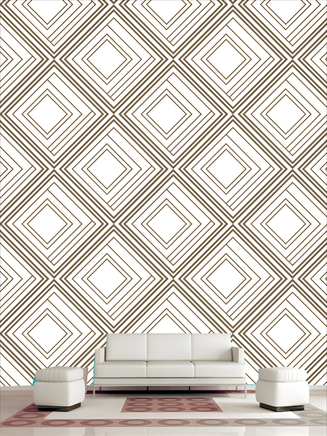 

KSHIRSA White & Brown 3D Printed Self Adhesive Wall Sticker