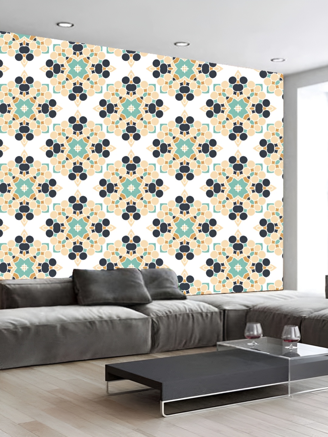 

KSHIRSA Blue & White 3D Printed Self-Adhesive Wallpaper