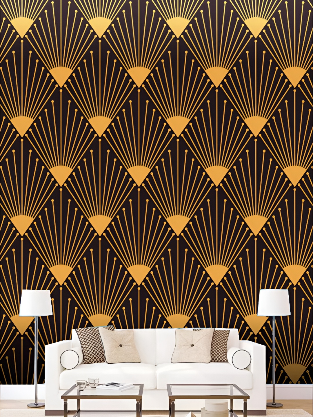

KSHIRSA Brown & Yellow 3D Printed Self-Adhesive Wallpaper