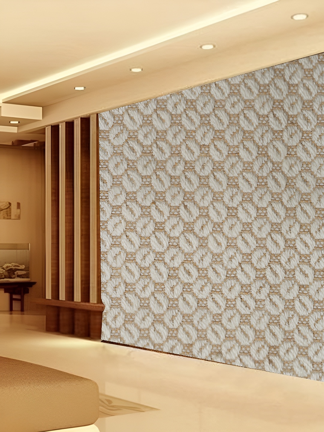 

KSHIRSA Beige & White 3D Printed Self Adhesive Wall Sticker