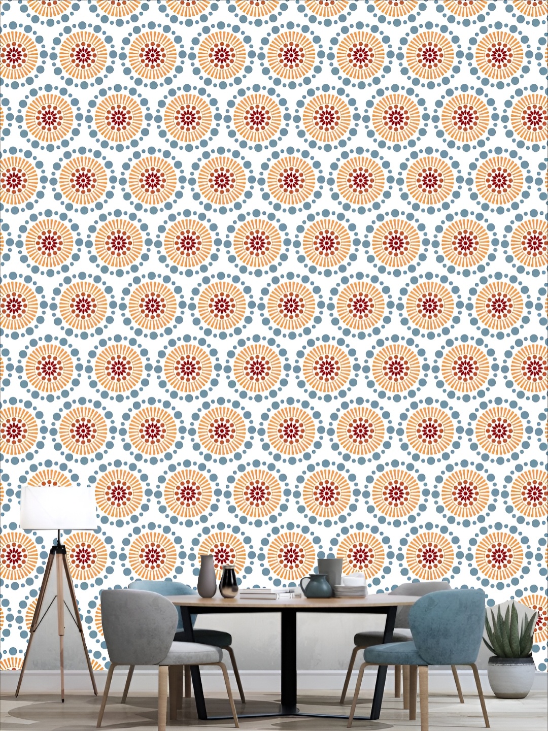 

KSHIRSA Blue & White 3D Printed Self-Adhesive Wallpaper