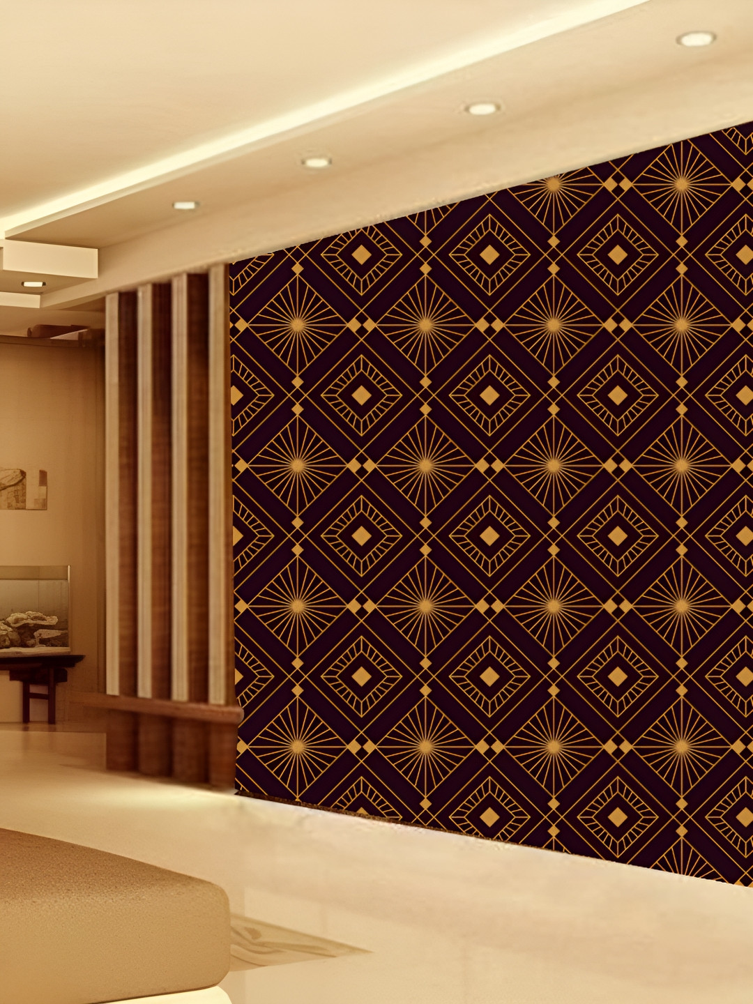 

KSHIRSA Brown & Yellow 3D Printed Self-Adhesive Wallpaper