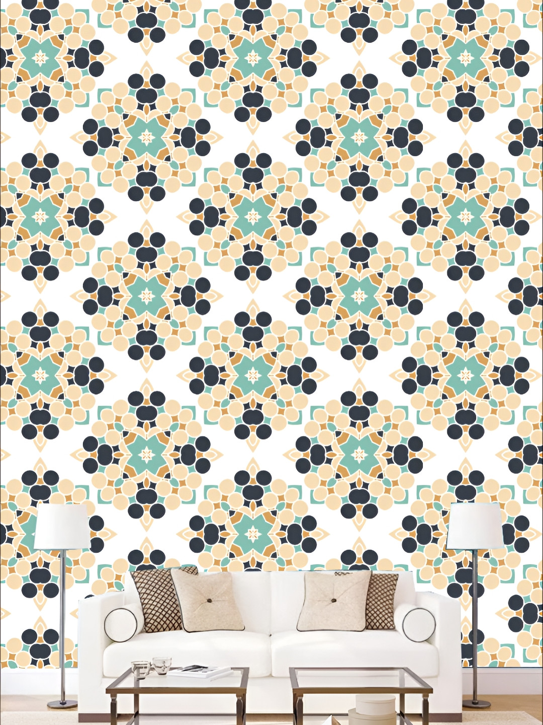 

KSHIRSA Blue & White 3D Printed Self-Adhesive Wallpaper