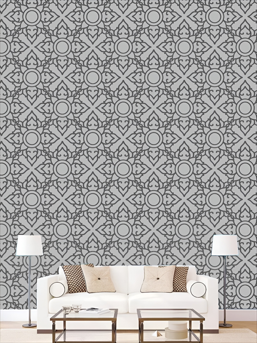 

KSHIRSA Grey & Black 3D Printed Self-Adhesive Wall Sticker
