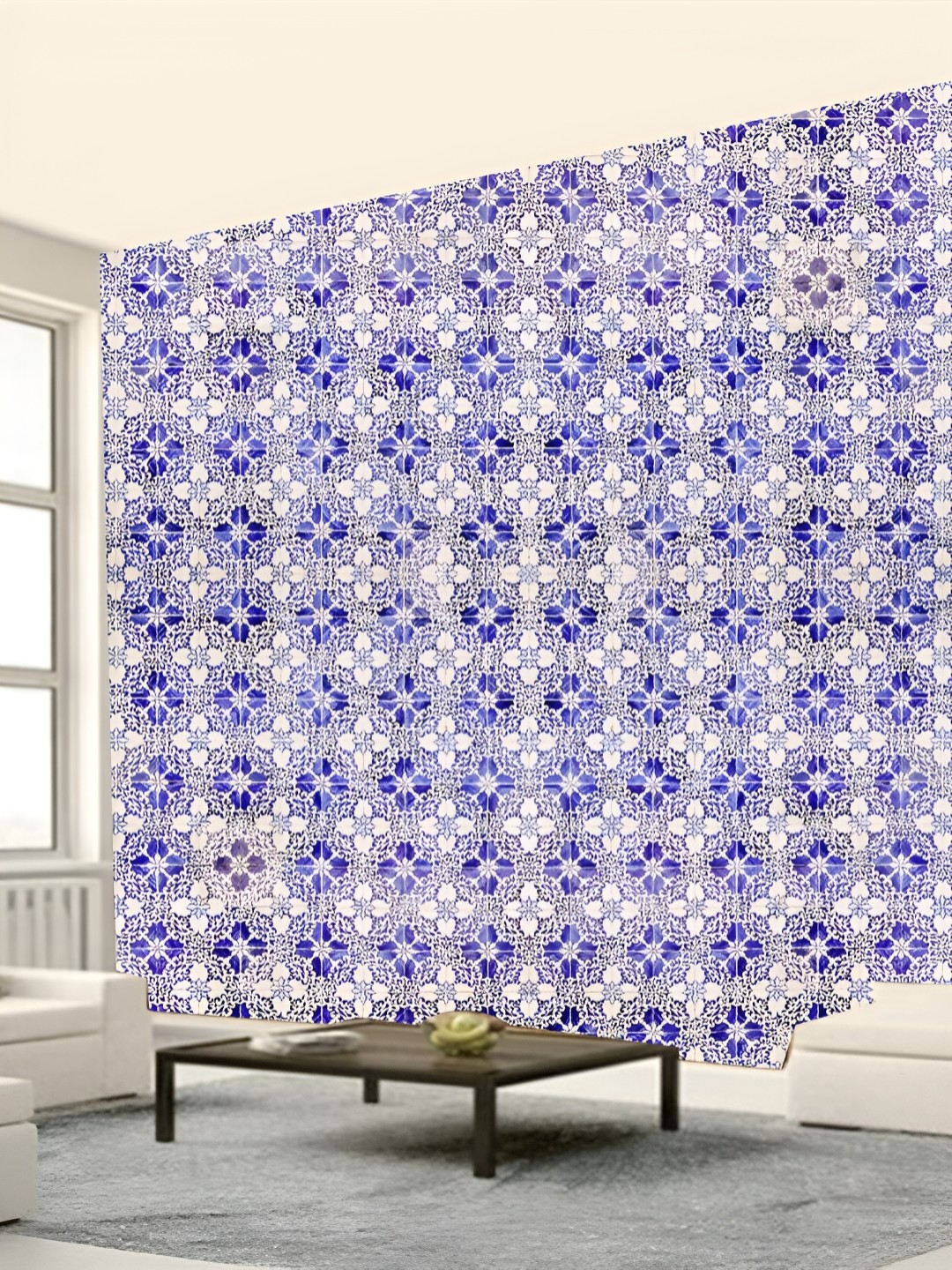 

KSHIRSA Blue & White 3D Printed Self-Adhesive Wall Sicker