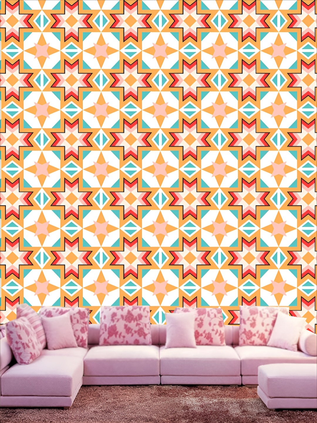 

KSHIRSA Pink & White 3D Printed Self-Adhesive Wall Sticker