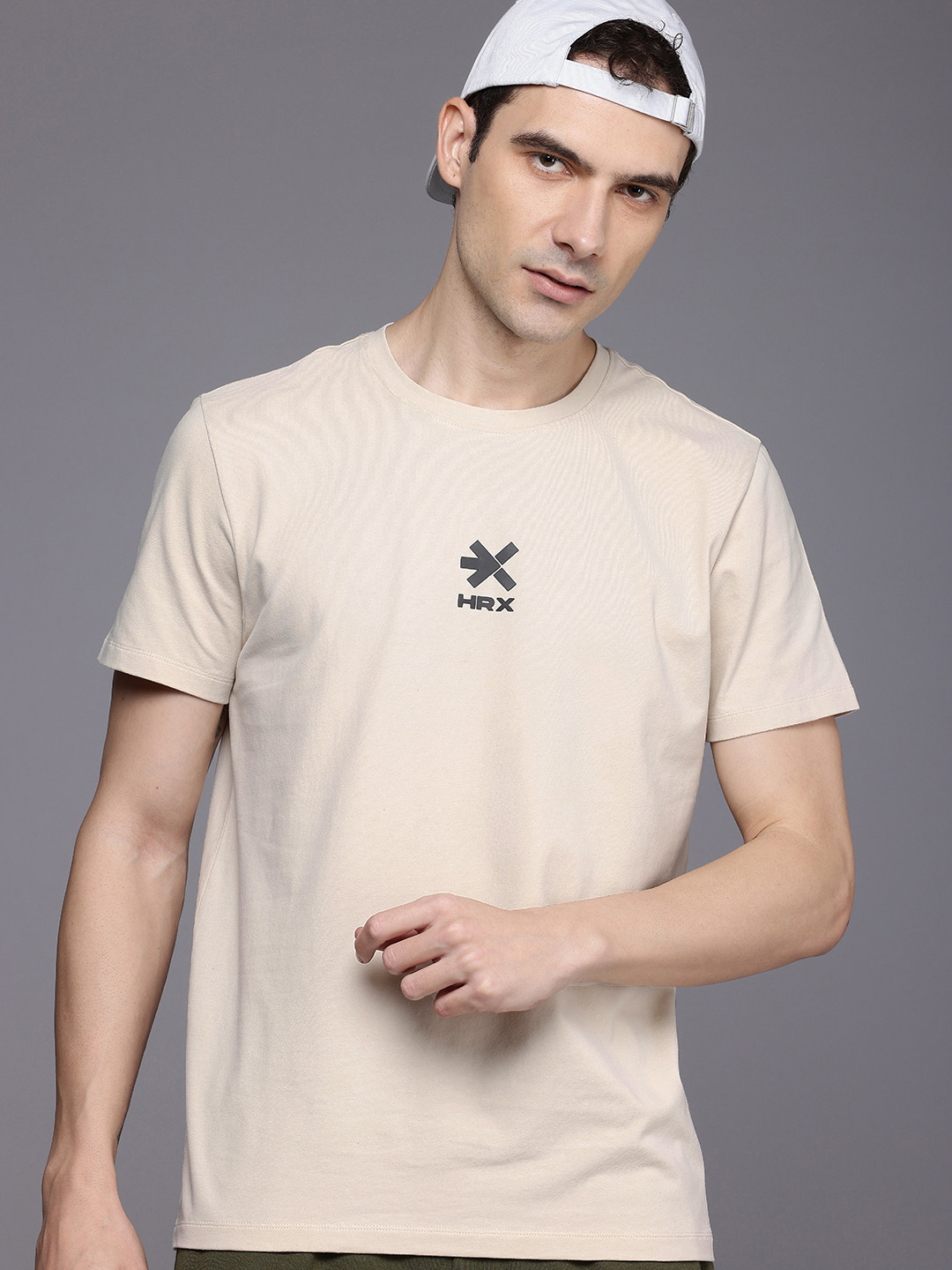 

HRX by Hrithik Roshan Men Brand Logo Printed T-shirt, Cream