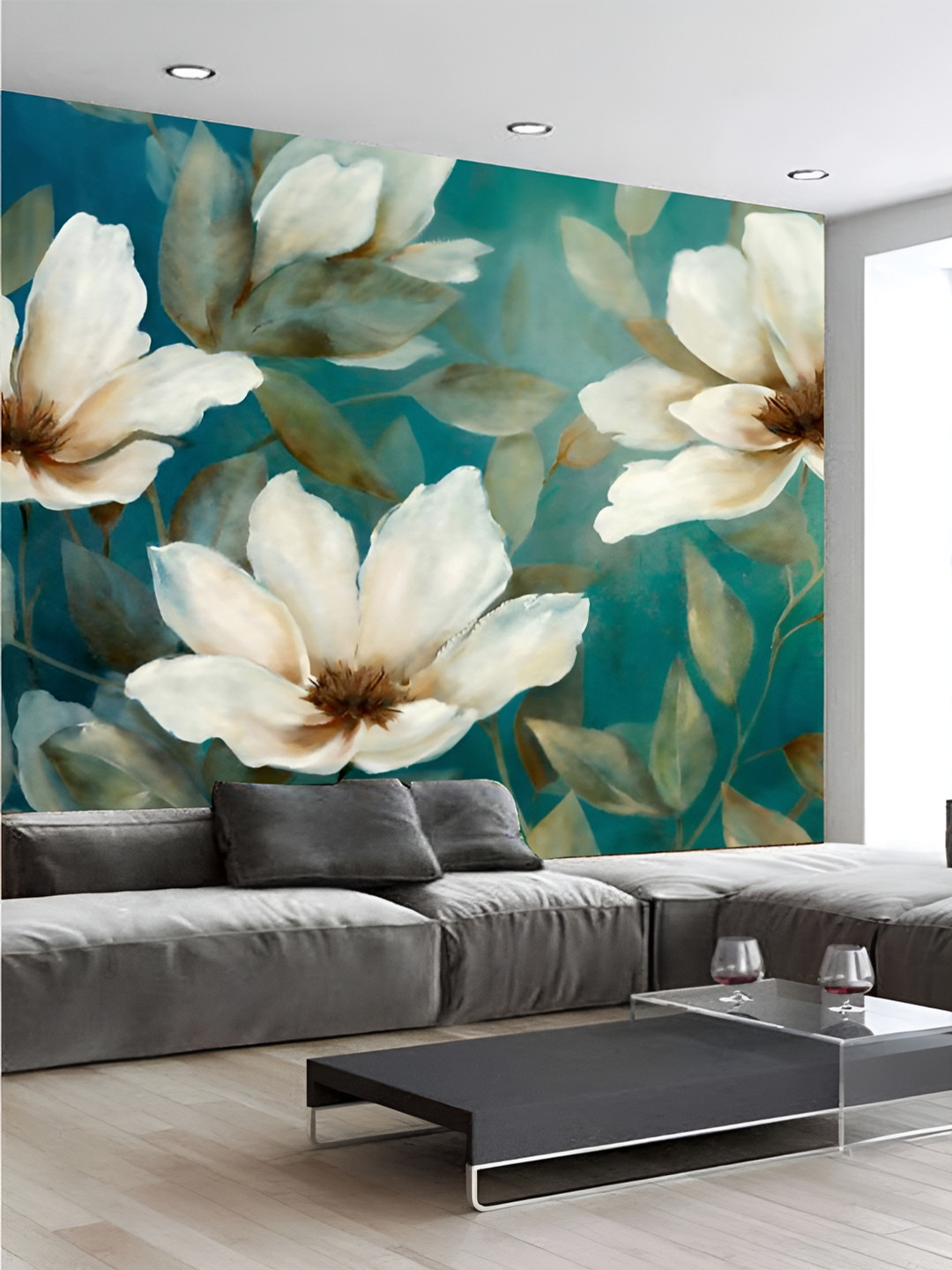 

KSHIRSA Green & White 3D Printed Self-Adhesive Wallpaper