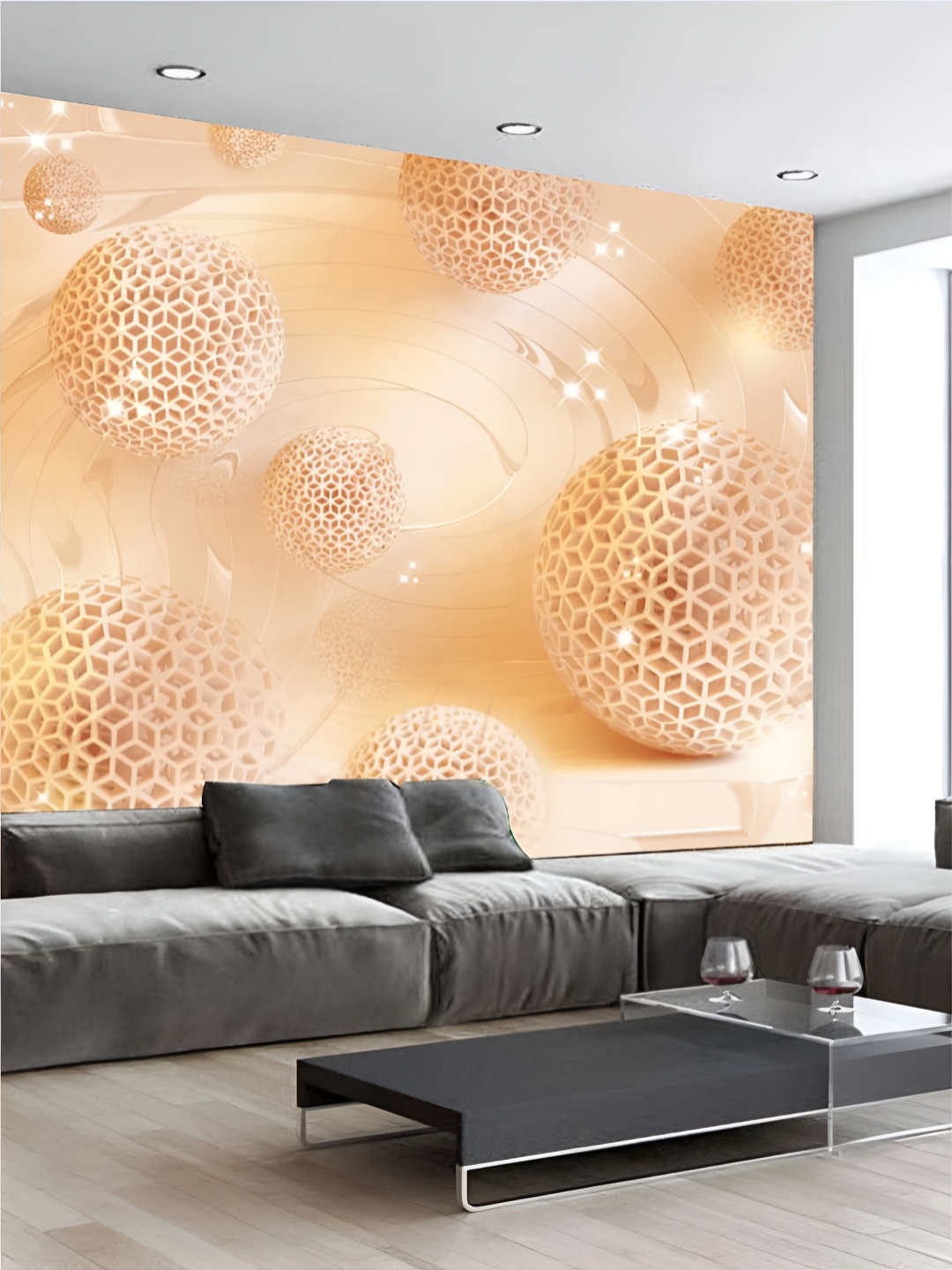 

KSHIRSA Peach & White 3D Printed Self-Adhesive Wall Sticker