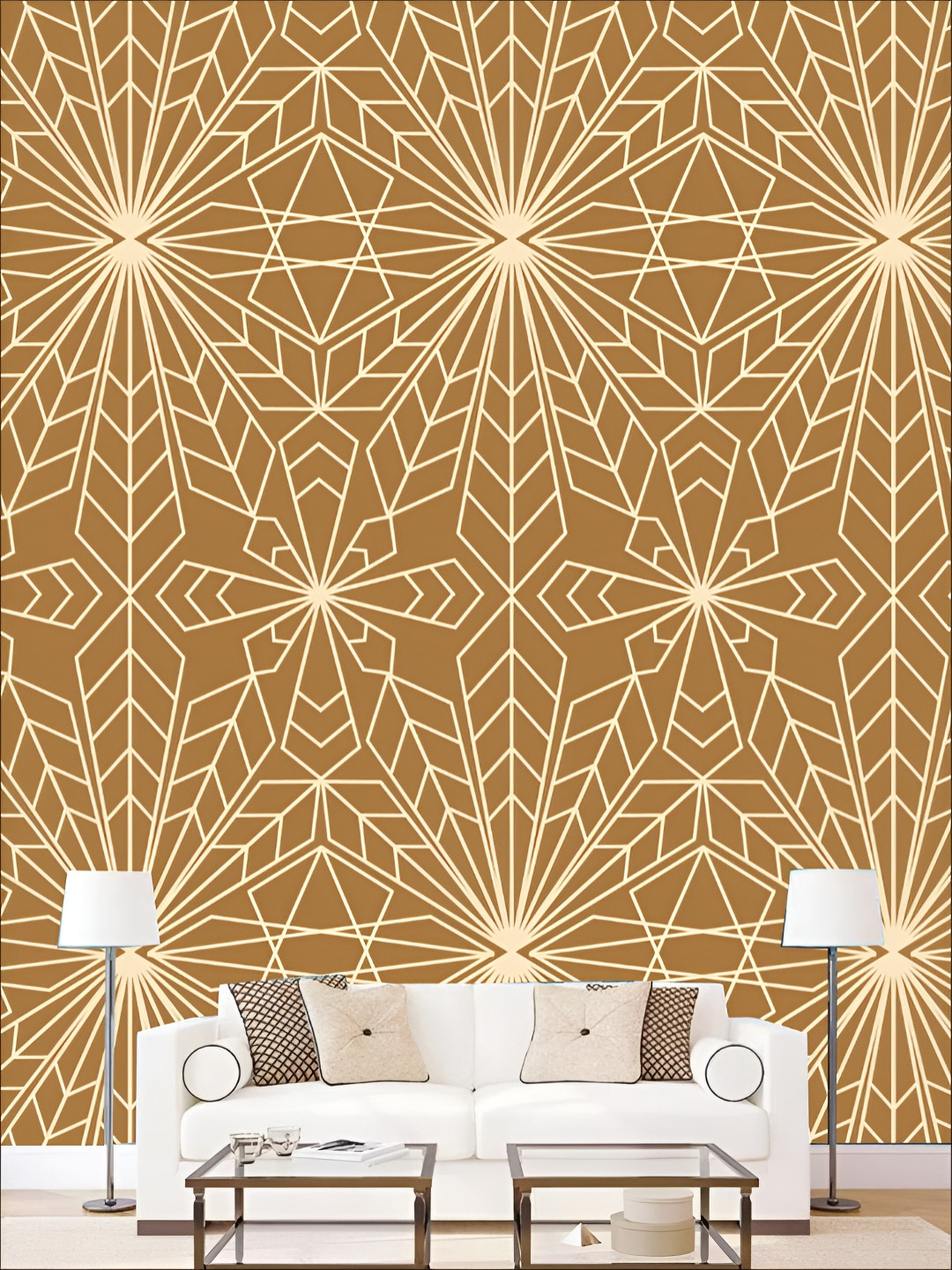 

KSHIRSA Brown & Beige 3D Printed Self-Adhesive Wallpaper