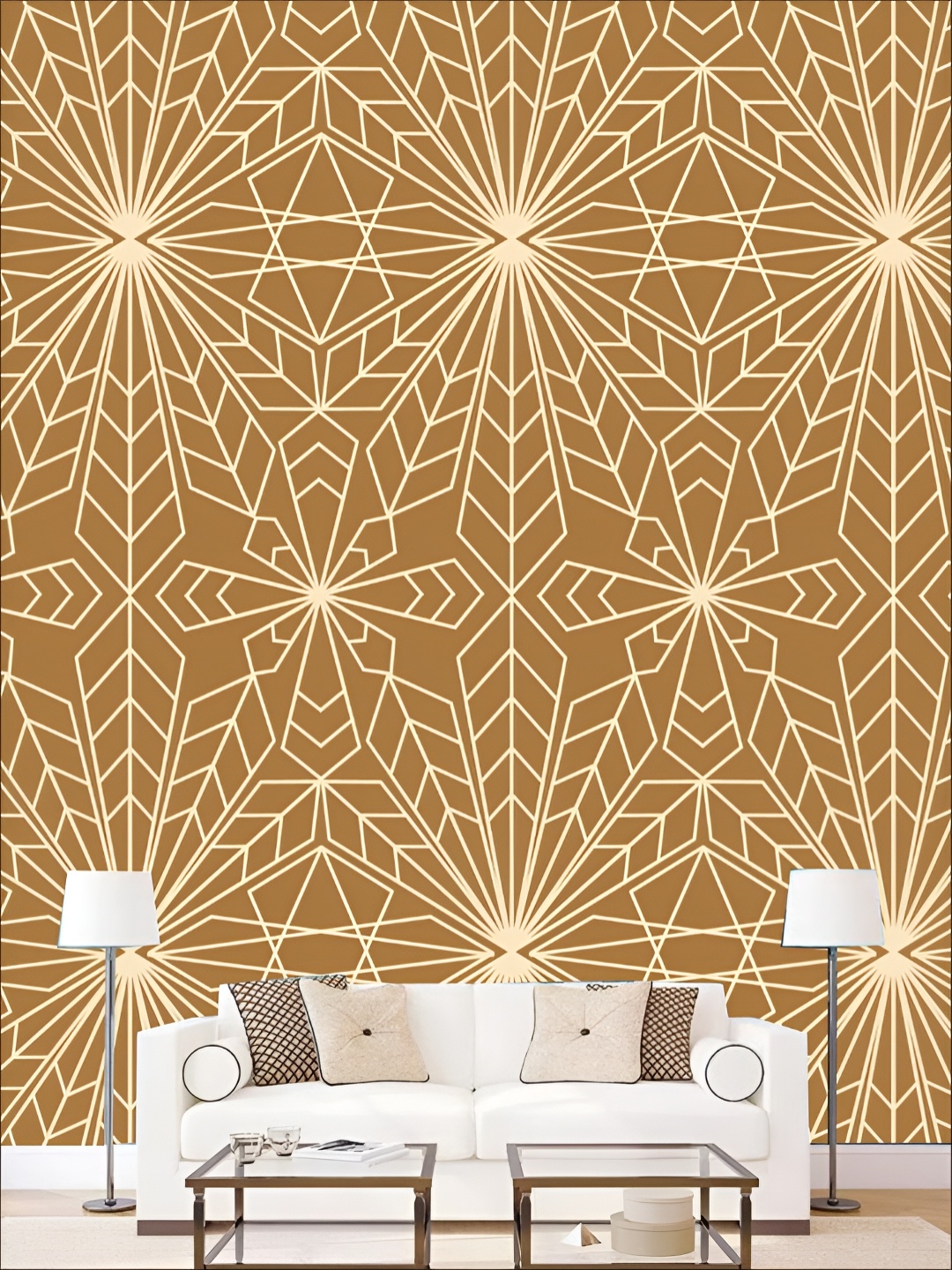 

KSHIRSA Brown & Beige 3D Printed Self Adhesive Wall Sticker