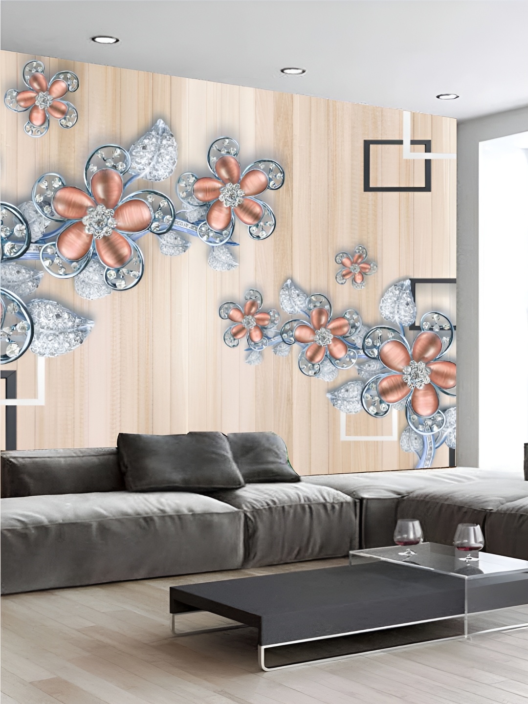 

KSHIRSA Beige & Grey 3D Printed Self-Adhesive Wallpaper