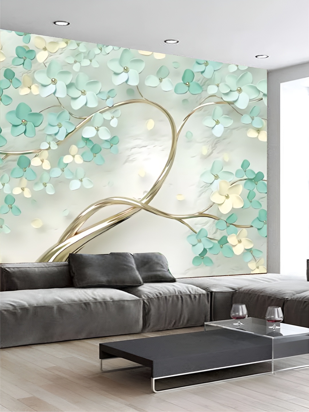 

KSHIRSA Beige Printed Self-Adhesive Wall Sicker, Green