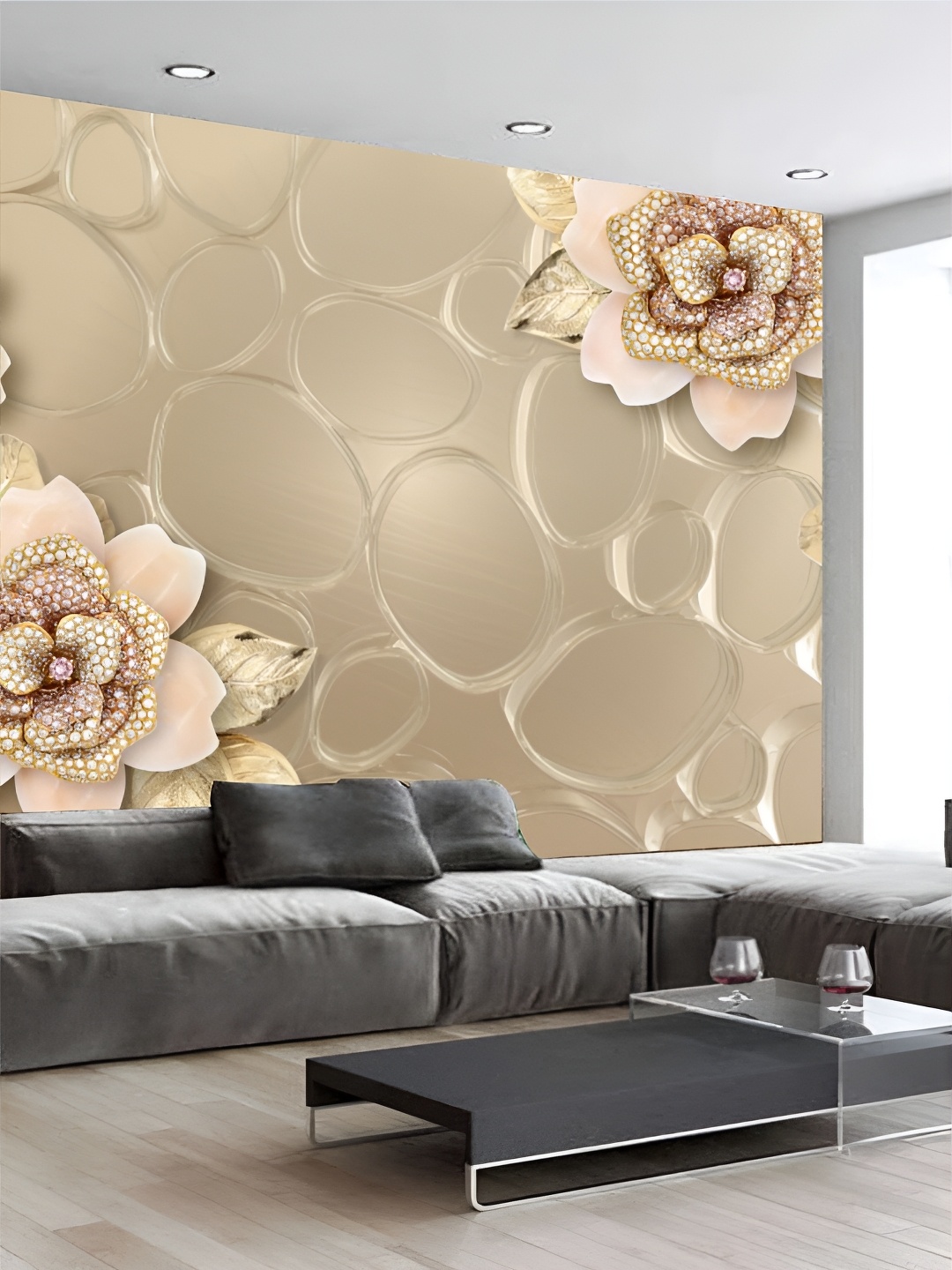 

KSHIRSA Beige Printed Self-Adhesive Wall Sicker