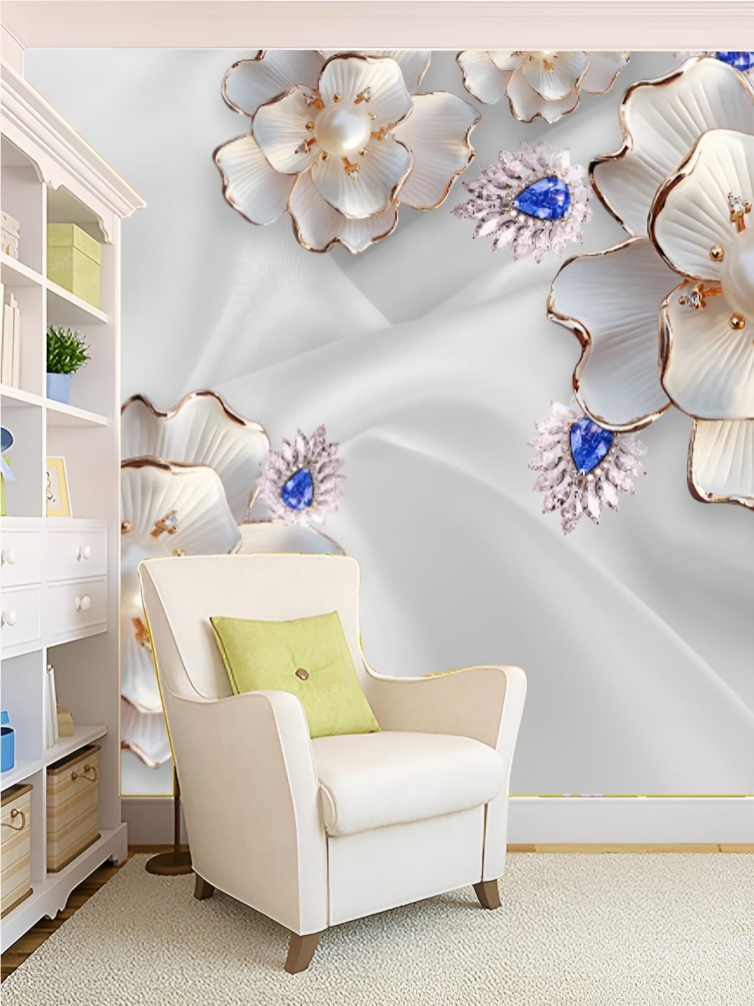 

KSHIRSA Blue & White Printed Self-Adhesive Wall Sicker