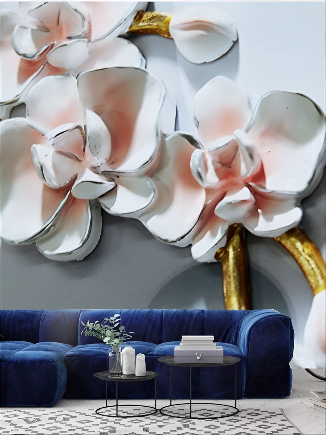 

KSHIRSA Beige & Peach Coloured 3D Printed Self-Adhesive Wall Sticker