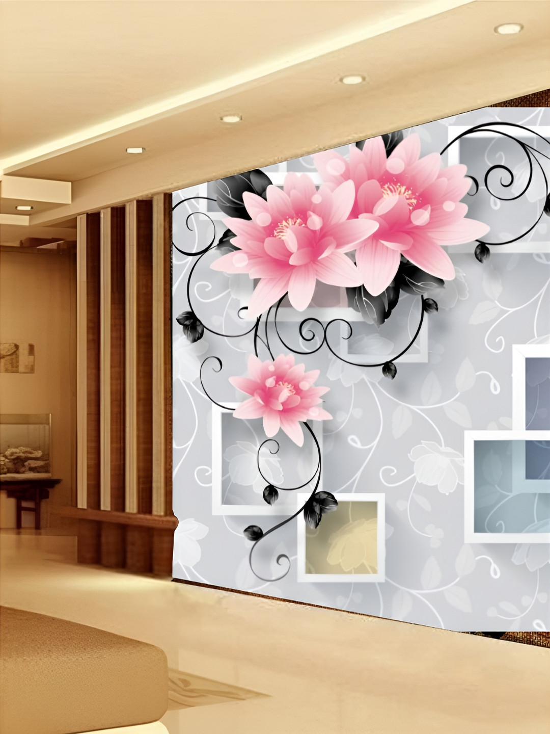 

KSHIRSA Grey & Pink 3D Printed Self-Adhesive Wall Sicker