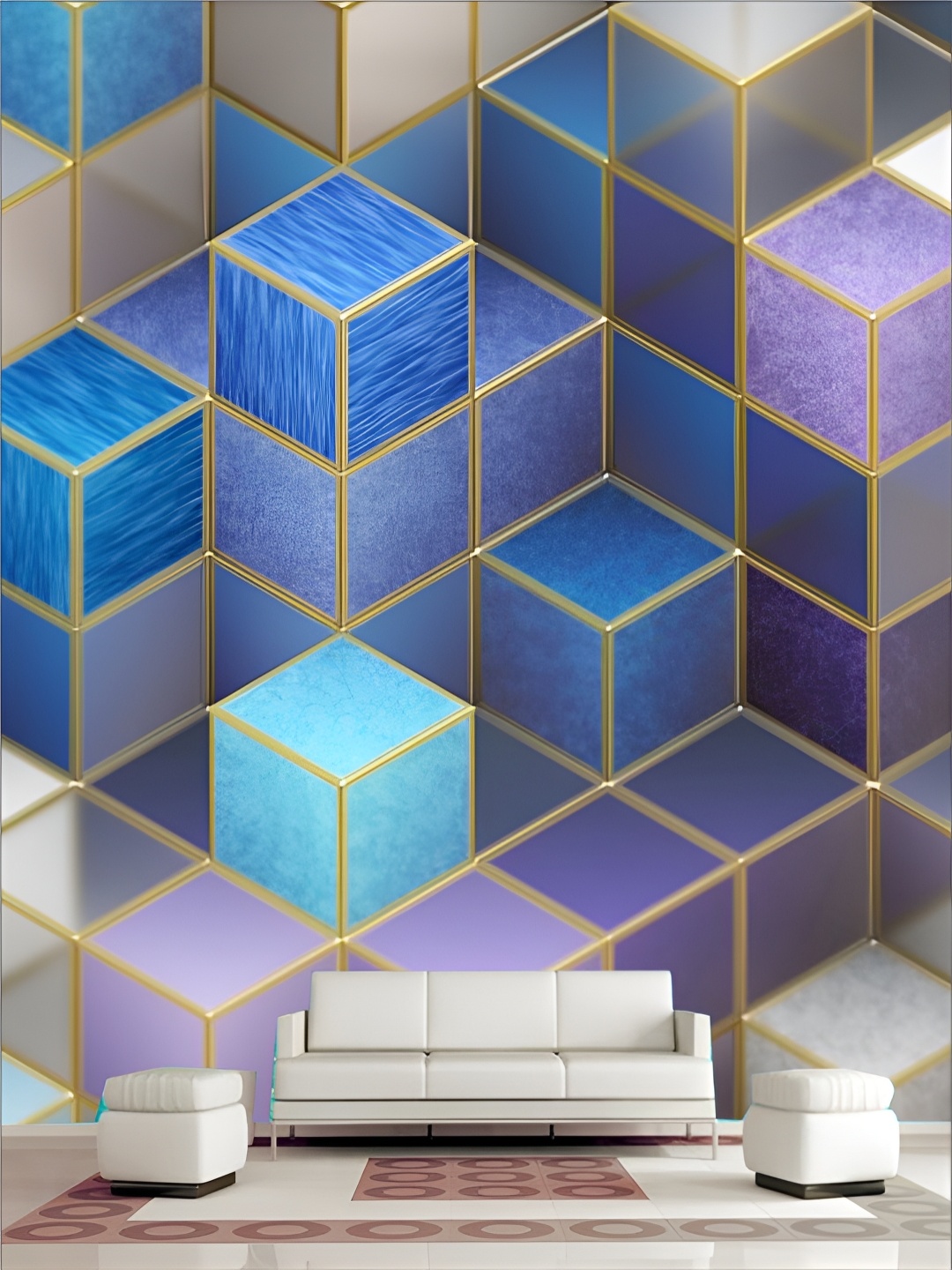 

KSHIRSA Blue & Purple Printed Self-Adhesive Wall Sicker