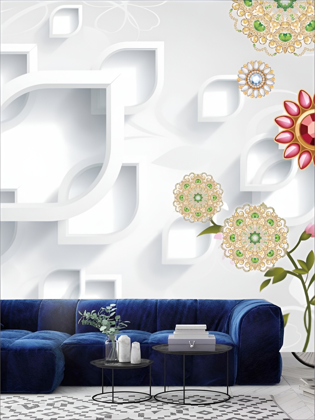 

KSHIRSA Green & White Printed Self-Adhesive Wall Sicker