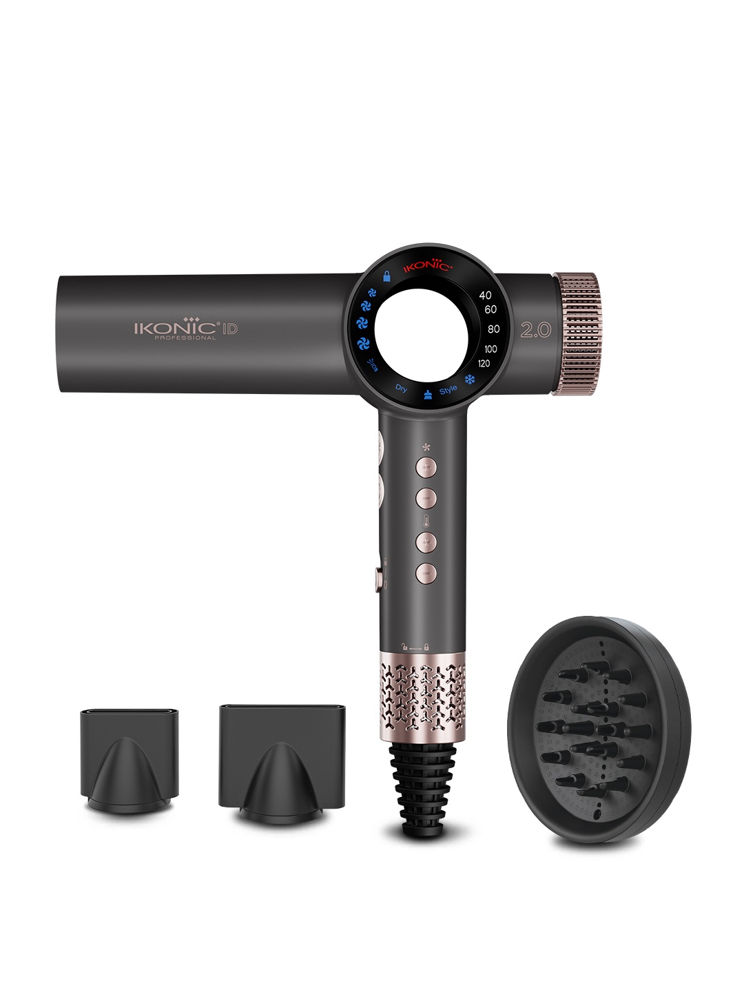 

Ikonic Professional Hair Dryer ID 2.0 - Grey and Rose Gold, Charcoal