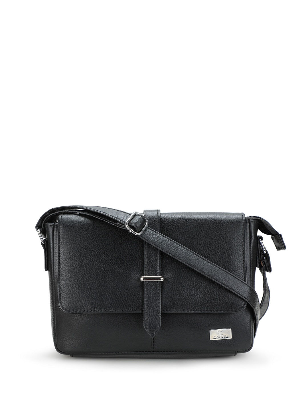 

K London Leather Structured Sling Bag, Black