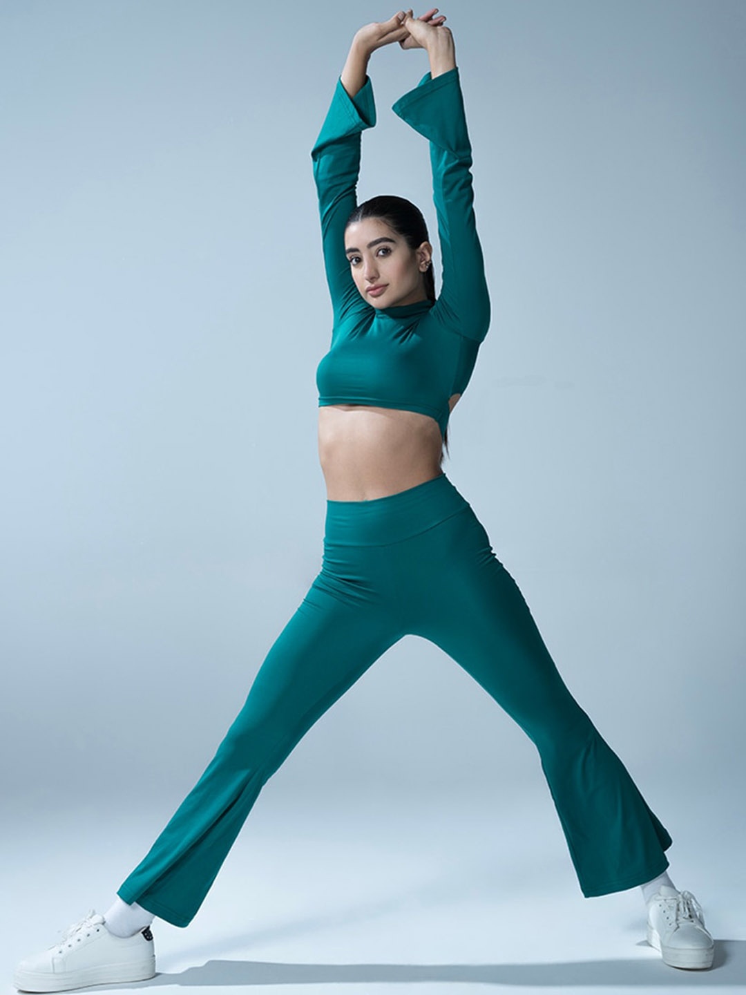 

Oh So Fly Crop Top With Flared Leggings, Turquoise blue