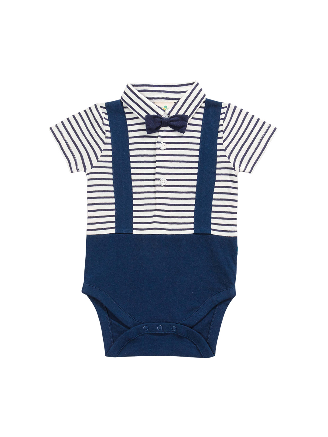 

JusCubs Infant Boys Striped Shirt Collar Cotton Casual Bodysuit, Blue