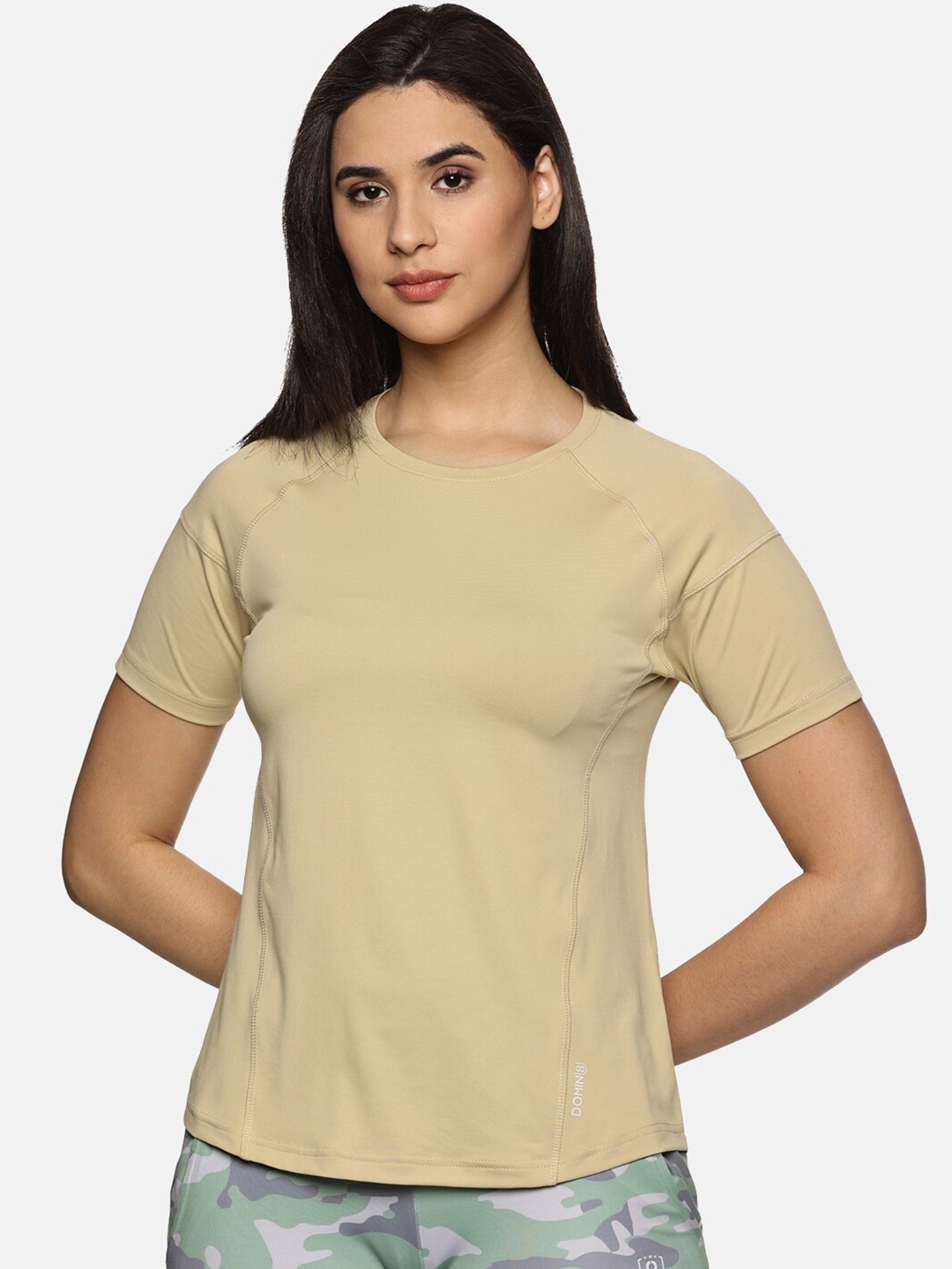 

Domin8 Women Breathable Quick Dry Regular Fit Sports T-Shirt, Beige