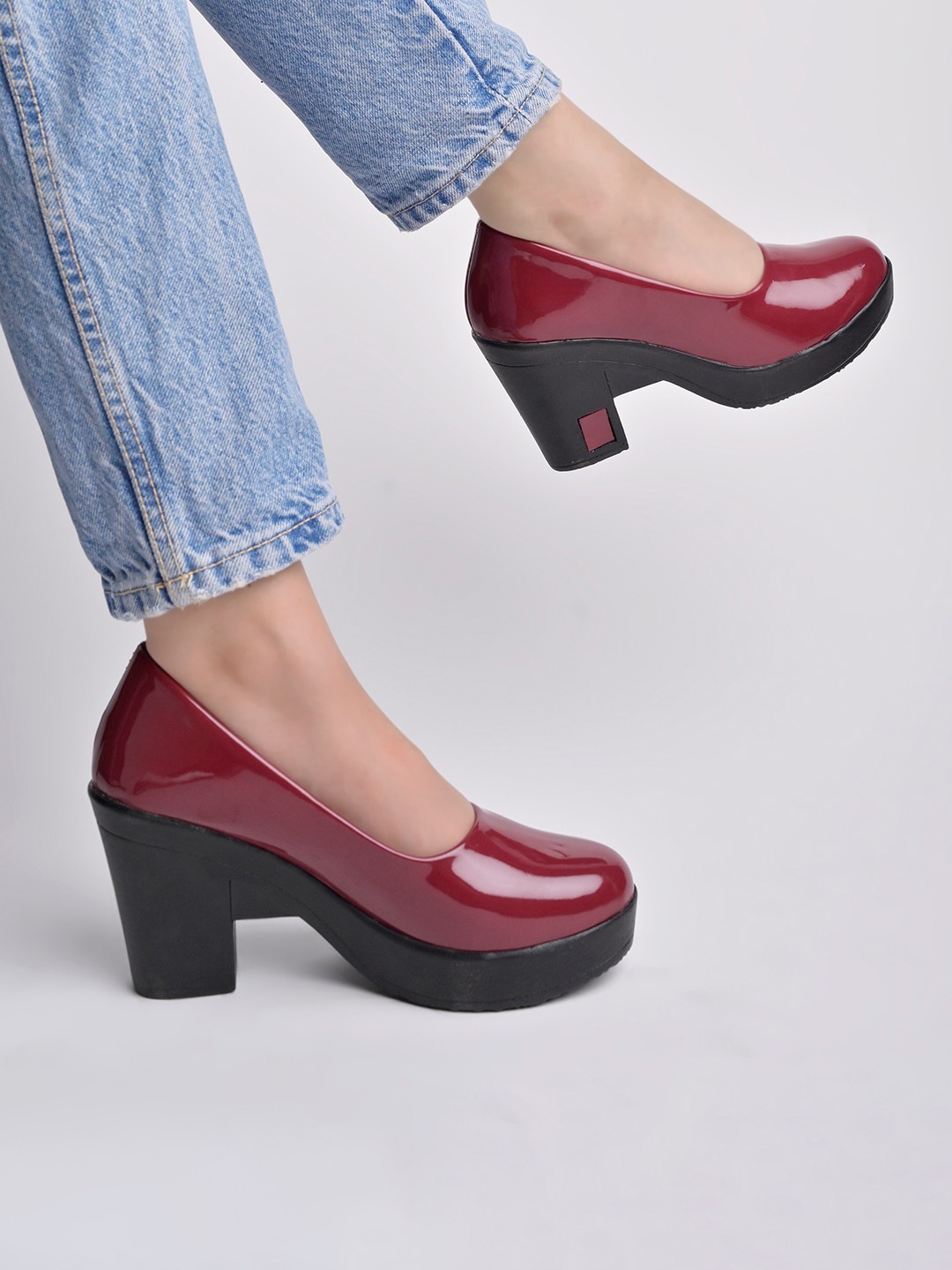 

Shoetopia Girls Block Heel Pumps, Red