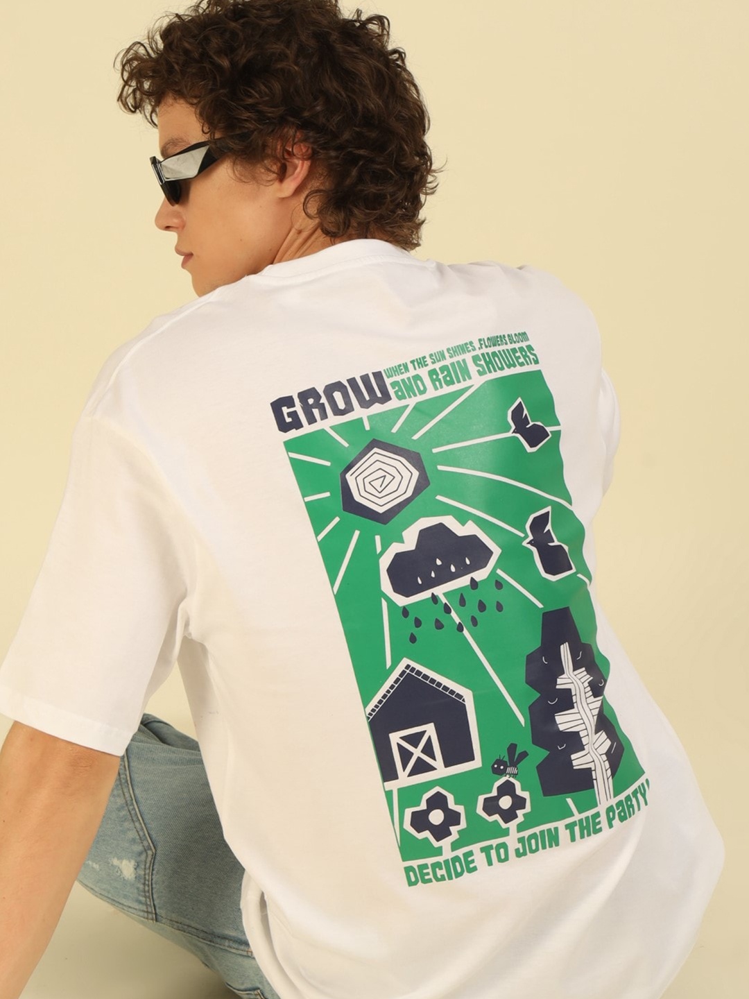 

recast Graphic Printed Cotton Oversized T-shirt, White