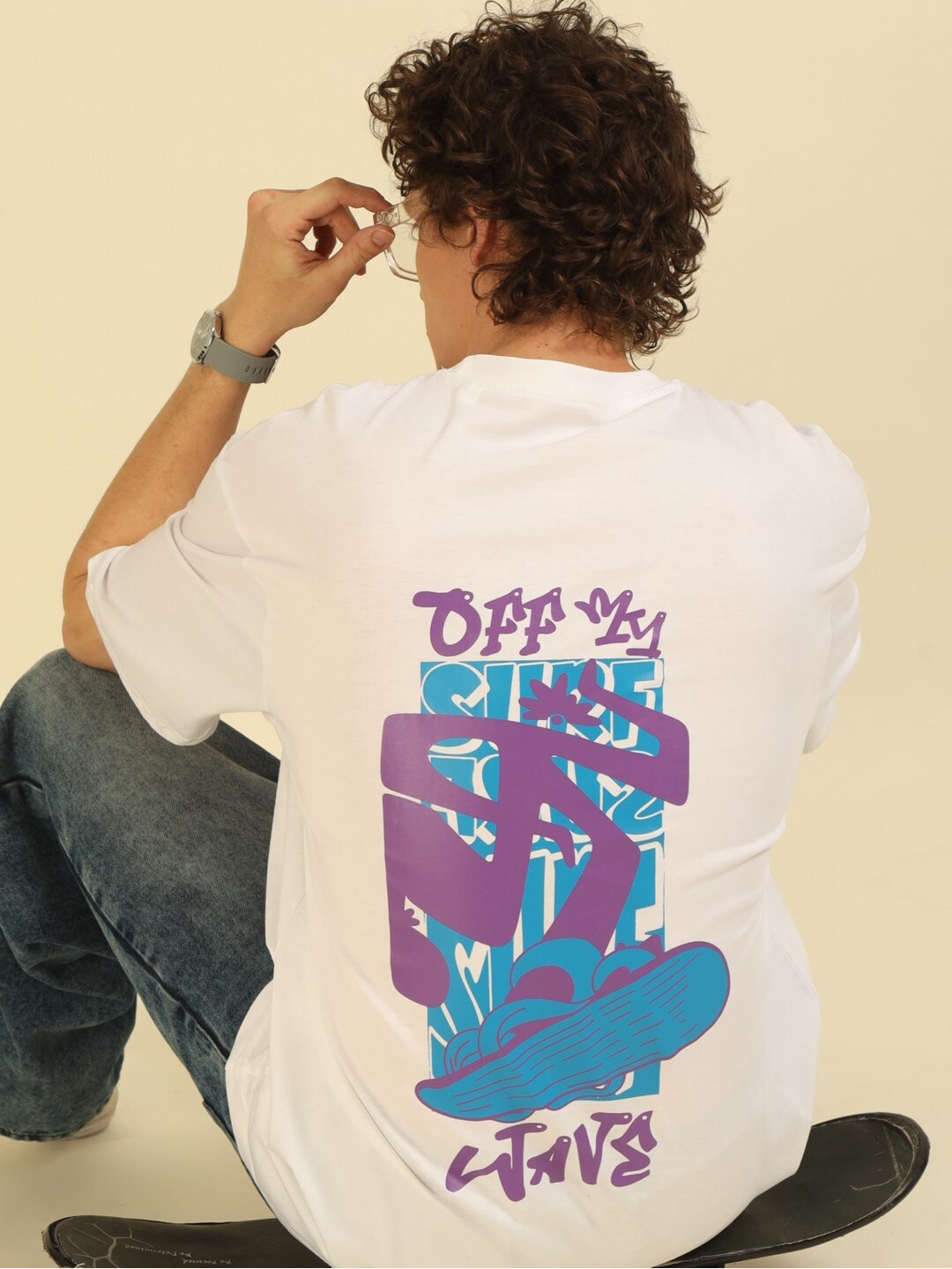 

recast Typography Printed Cotton Oversized T-shirt, White
