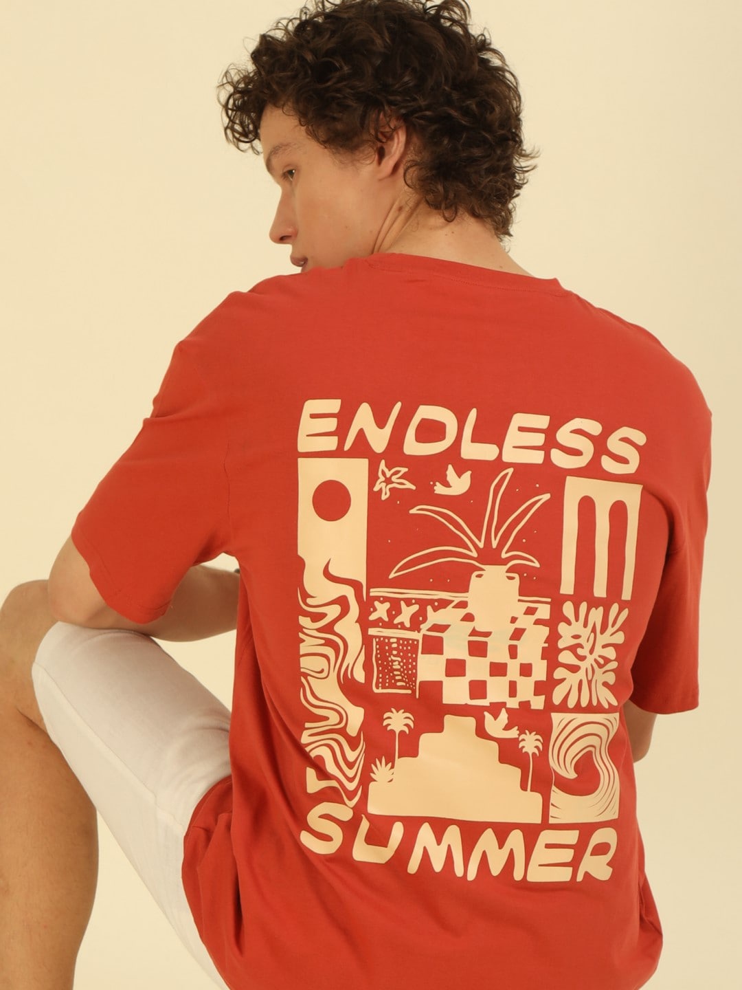 

recast Graphic Printed Cotton Oversized T-shirt, Rust