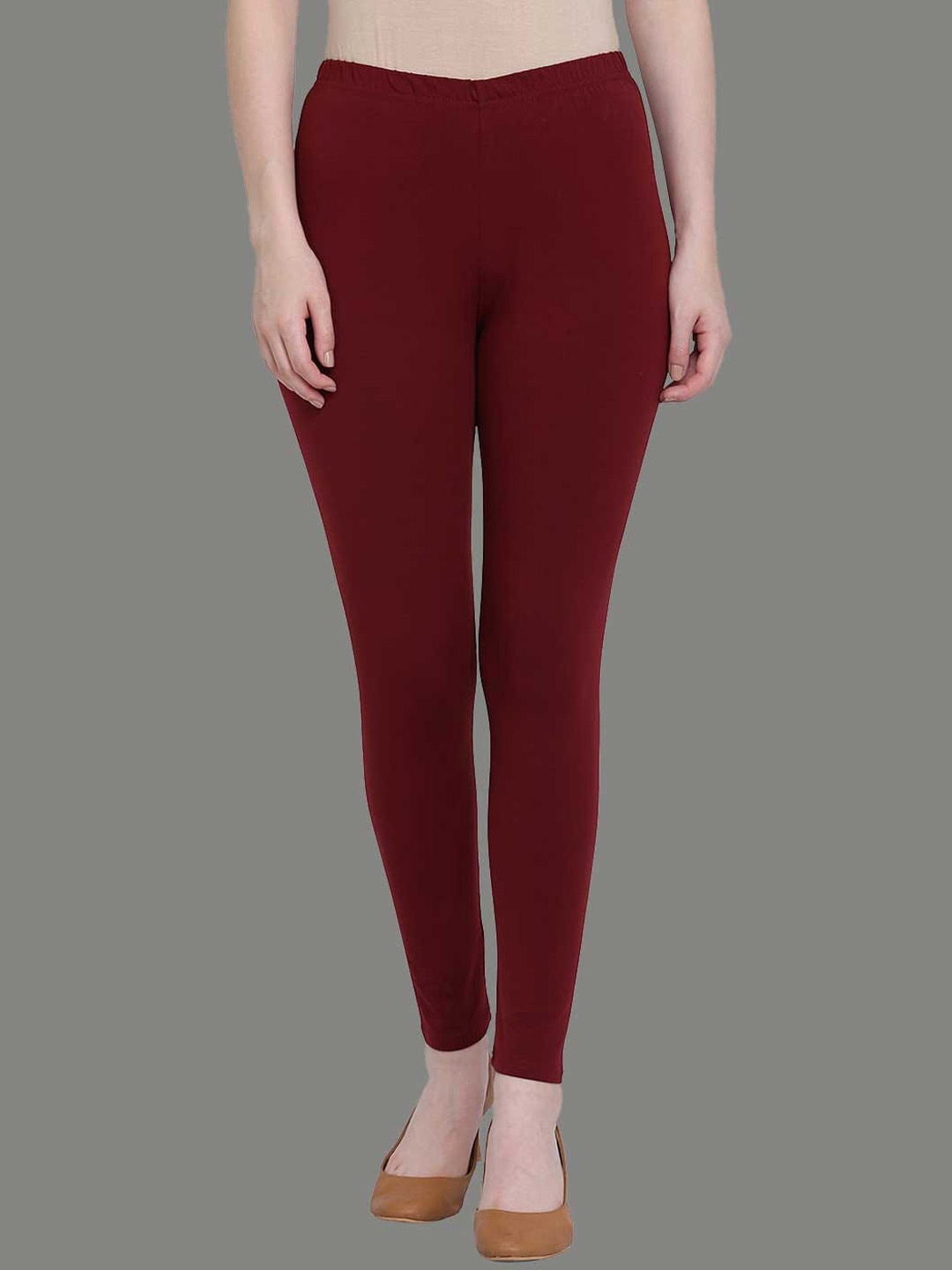 

FFU Cotton Ankle-Length Leggings, Burgundy