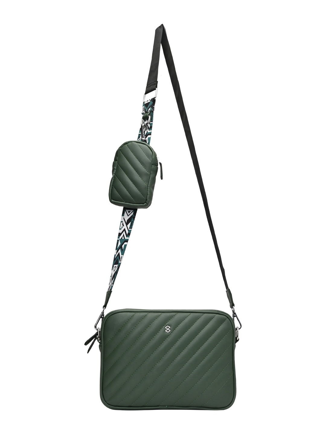 

HORRA Textured PU Structured Shoulder Bag with Quilted, Green