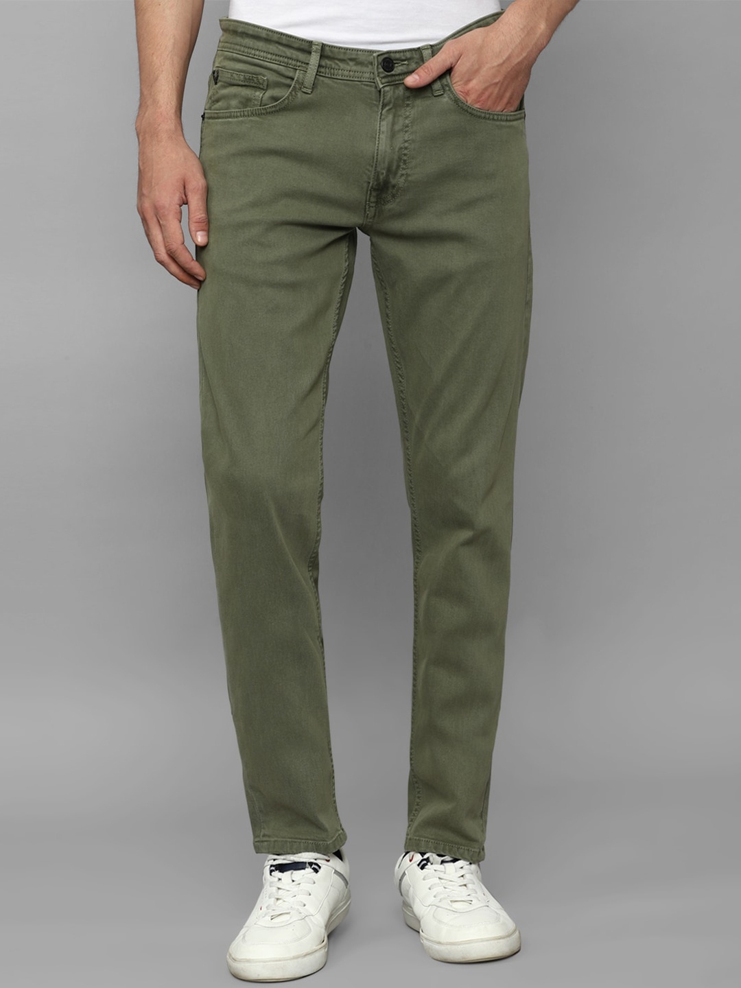 

Allen Solly Men Skinny Fit Mid-Rise Cotton Regular Trousers, Green