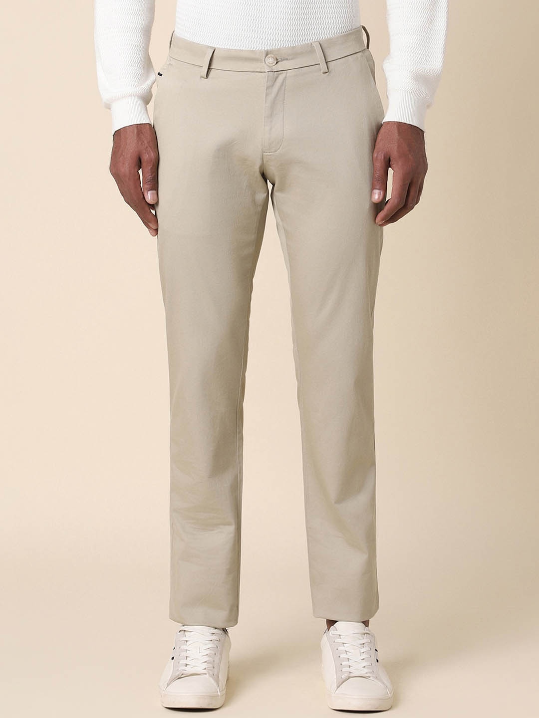 

Allen Solly Men Slim Fit Mid-Rise Cotton Chinos Trousers, Beige
