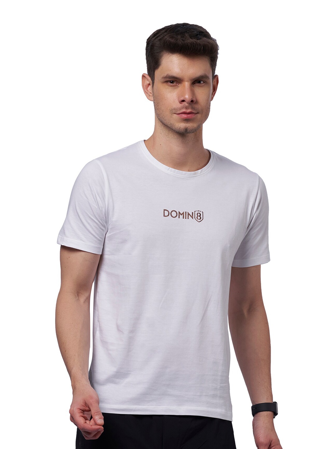 

DOMIN8 Round Neck Pure Cotton T-shirt, White