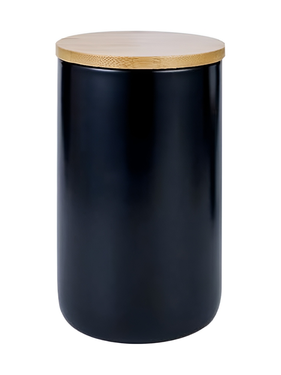

USHA SHRIRAM Black Ceramic Jar with Wooden Lid 1 ltr